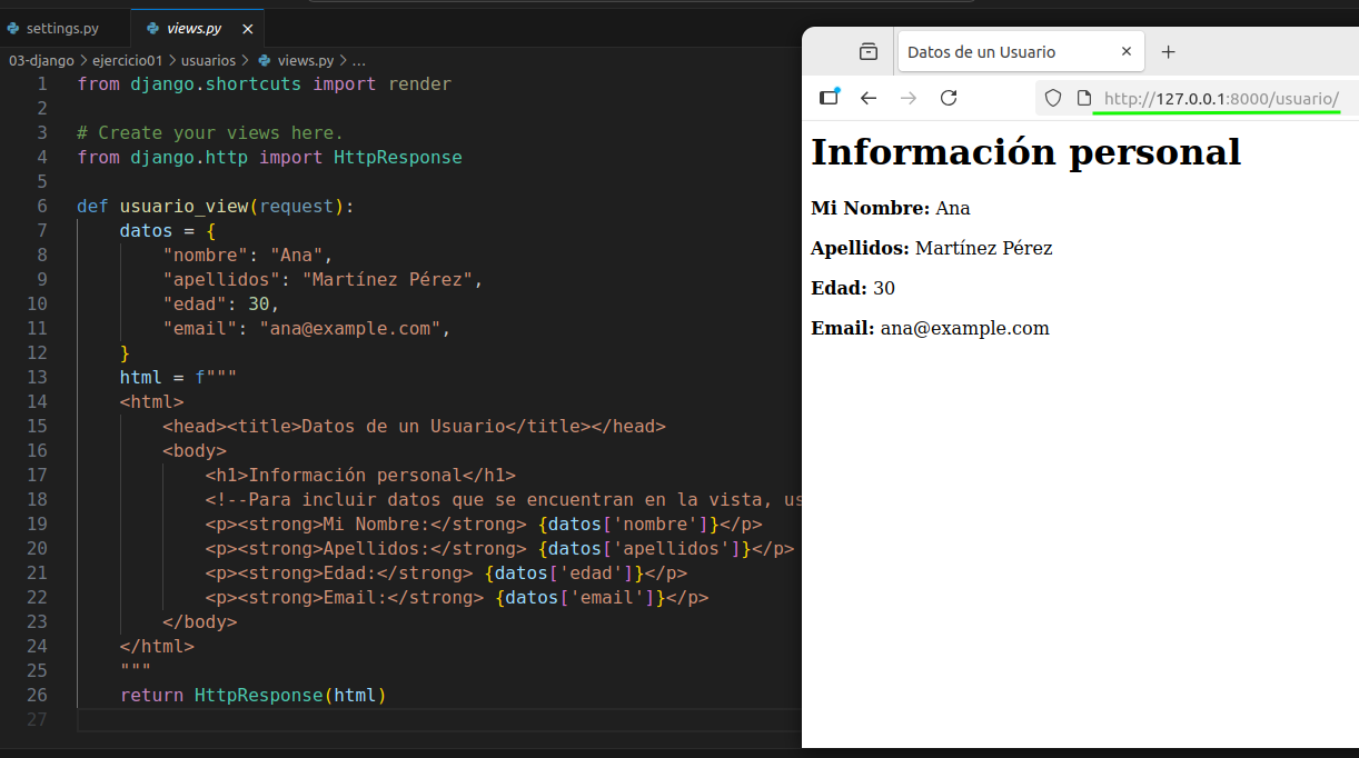 Mapeo del contenido del controlador en el html